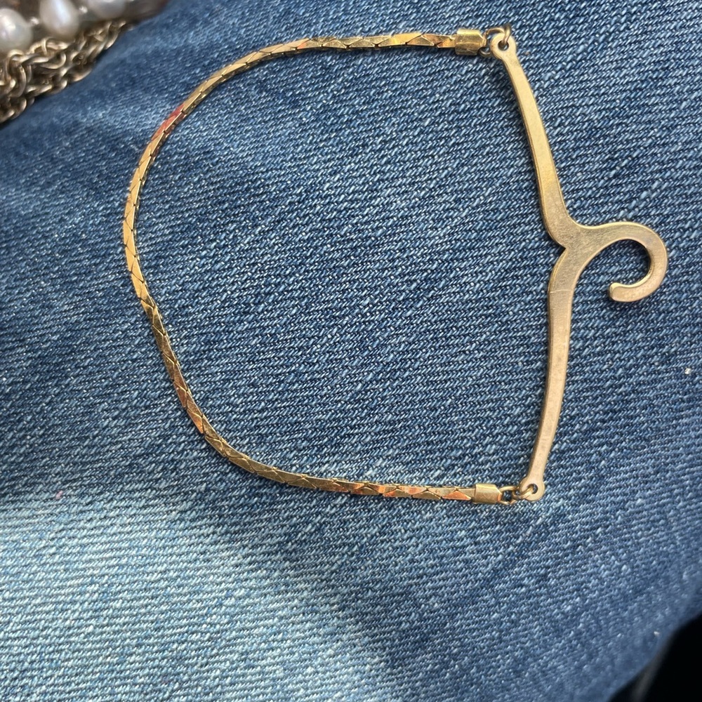Gold Tone Hook Bracelet - Minimal Hinged Chain